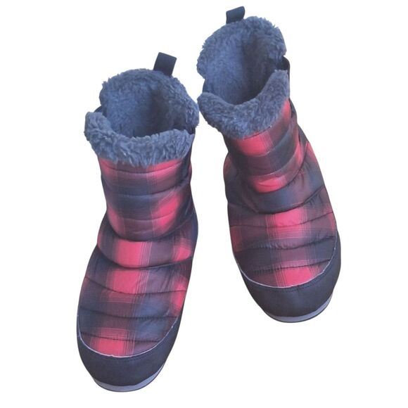 Eddie Bauer Red & Black Plaid Sherpa Lined Thermal Camp Boot Mid Calf Quilted 7 - Picture 14 of 16